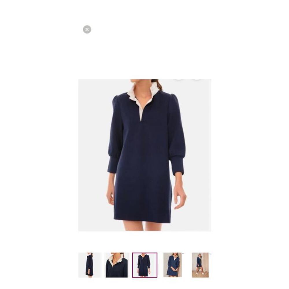 Pomander Place Tuckernuck Navy Blue Charlotte Terry Dress Ruffle Collar, Size M